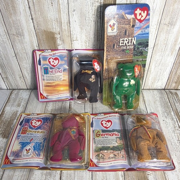 Ty Beanie Babies McDonald's Collection Set 4 Bears Millennium Erin End Germania - Picture 3 of 12